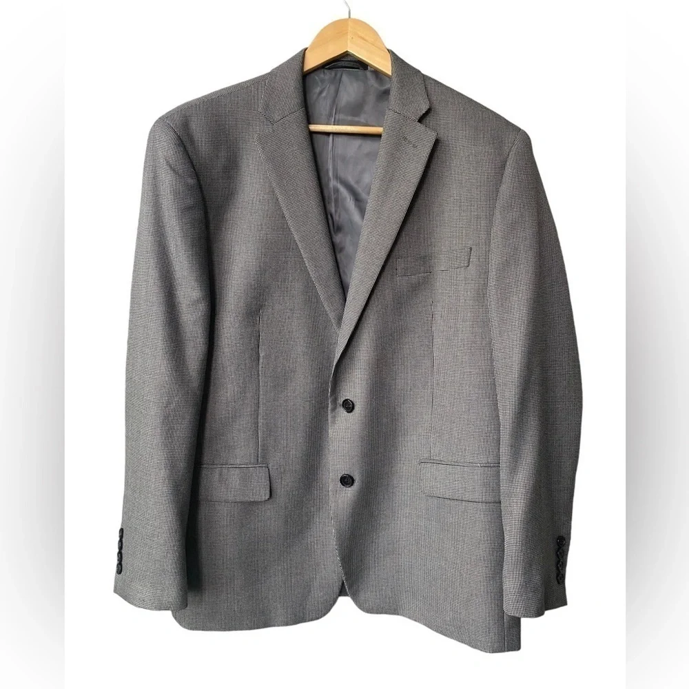 Lauren Ralph‎ Lauren Gray Brown Black Long Sport Coat Blazer Size 46 Regular